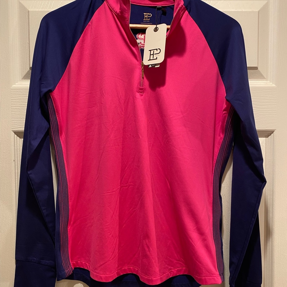 Pink and Navy Long Sleeve Athletic Top